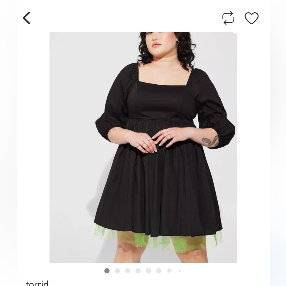 Torrid Black Dress wicked witch with Green Accents
